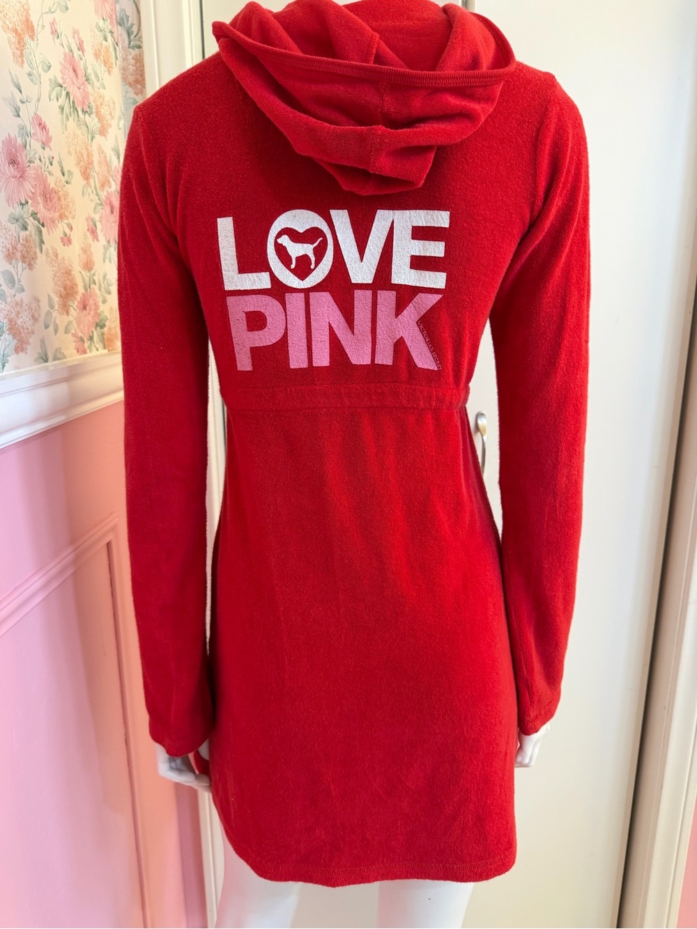 Y2K PINK Victoria's Secret Red Hooded Dress - Love PINK